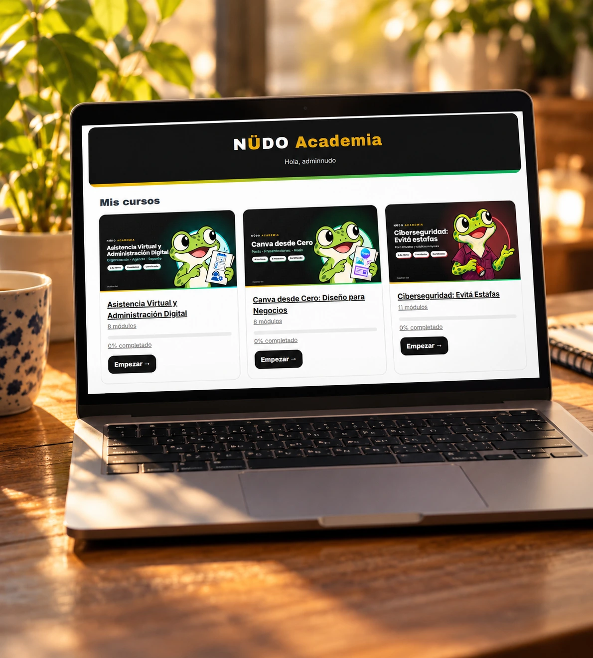 NÜDO Academia abierta en una computadora portátil