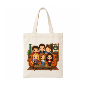 NÜDO POP — Friends · Canvas bag de asas largas · Central Perk en chibi