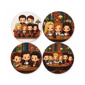 NÜDO POP — Friends · Set de 4 portavasos · El elenco en chibi