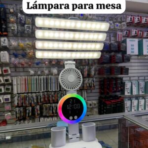 Lámpara de Mesa + Ventilador + Reloj