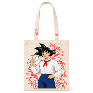 NÜDO × NÜDO POP — Vestidos de Patria | Cartago · Goku · Bolso de lona
